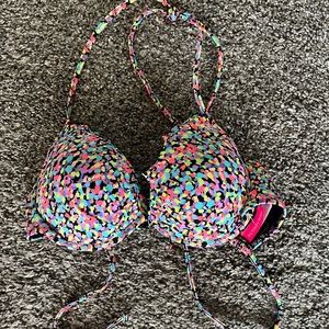 Victoria's Secret Neon Fleck Fabulous Push-Up Swim Top Multi Color 34C